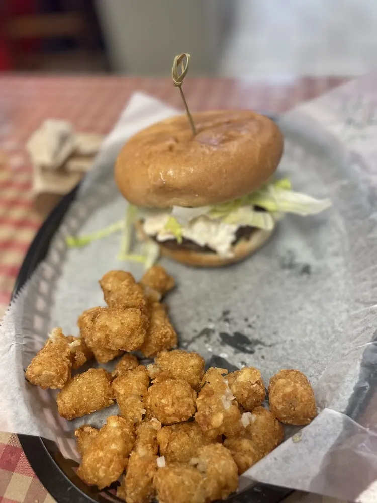 Pimento Burger with Tots